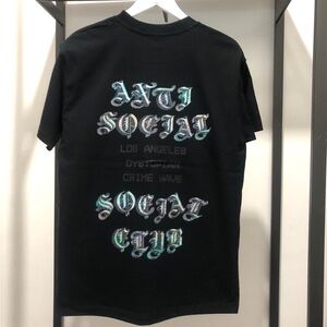 Anti Social Social Club Black Tee with Iridescent Back Logo
